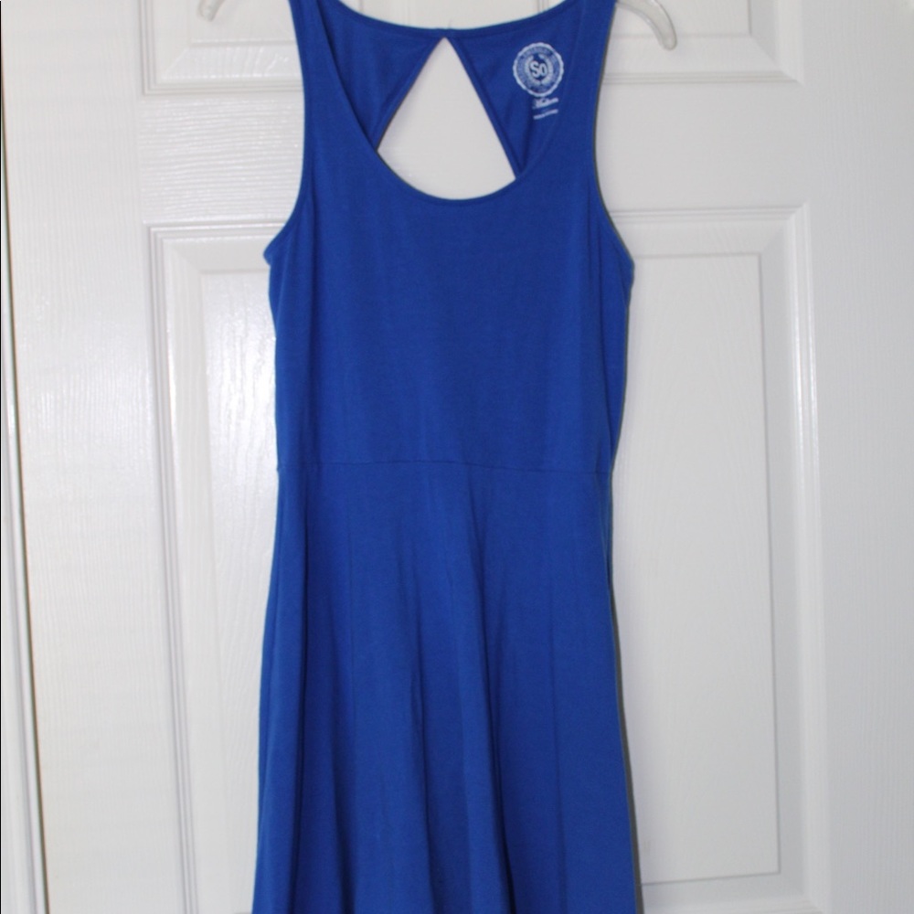 Bright Blue Mini Dress with Peep Hole in Back